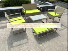 Handgemaakte rattan geweven koffietafelstoel voor buiten eten en ontspannen tafelstoel Ottomaanse meubelsets