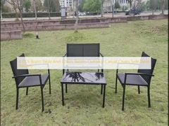4 PCS Bistro tafel en stoelen Rattan Outdoor Casual stoelen Zijde tafel Balkon