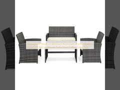 Waterdicht Weerbestendige Aluminium Frame Moderne Bruine PE Rattan Woven Sofa Stoel Koffietafel Sets