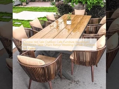 Chinese Hot Sale Outdoor Cafe Meubels Aluminium Restaurant Tafelstoelen Rattan Huwelijk Tuinmeubels Set Rattan
