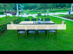 Zwart 11 stukjes Plastic Hout Modern Outdoor Tuinmeubilair Tafel Set 8-10 zitplaatsen Uitbreidbare Patio Eettafel Stoelen