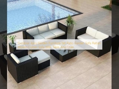 Buiten 4pcs Tuinmeubels Set Patio Tuinbank Rattan Woven Hoekbank Met Tafel En Stoel