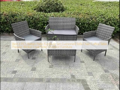 Best 4 PCS Rattan Patio Meubels Set Kussen Sofa Stoel Koffietafel Populair Wicker Look Hotel Buitenmeubels