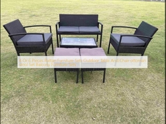 4 of 6 stuks Rattan meubelsets Buiten tafel en stoel Ottomaanse kruk set Balkon meubelsets