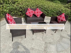China Factory Wholesale Rattan Sofa Waterdicht Design Indoor Outdoor Sofa Tafelstoel Eetkast Ottomaanse meubelset