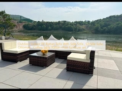 Outdoor Indoor PE Rattan Sofa Met Side Sofa, Midden Sofa, Ottomaanse, Koffietafel Rattan stoel meubel set